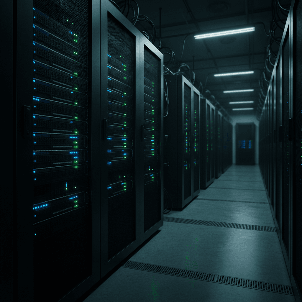 Infrastructure management - server room with monitoring equipment