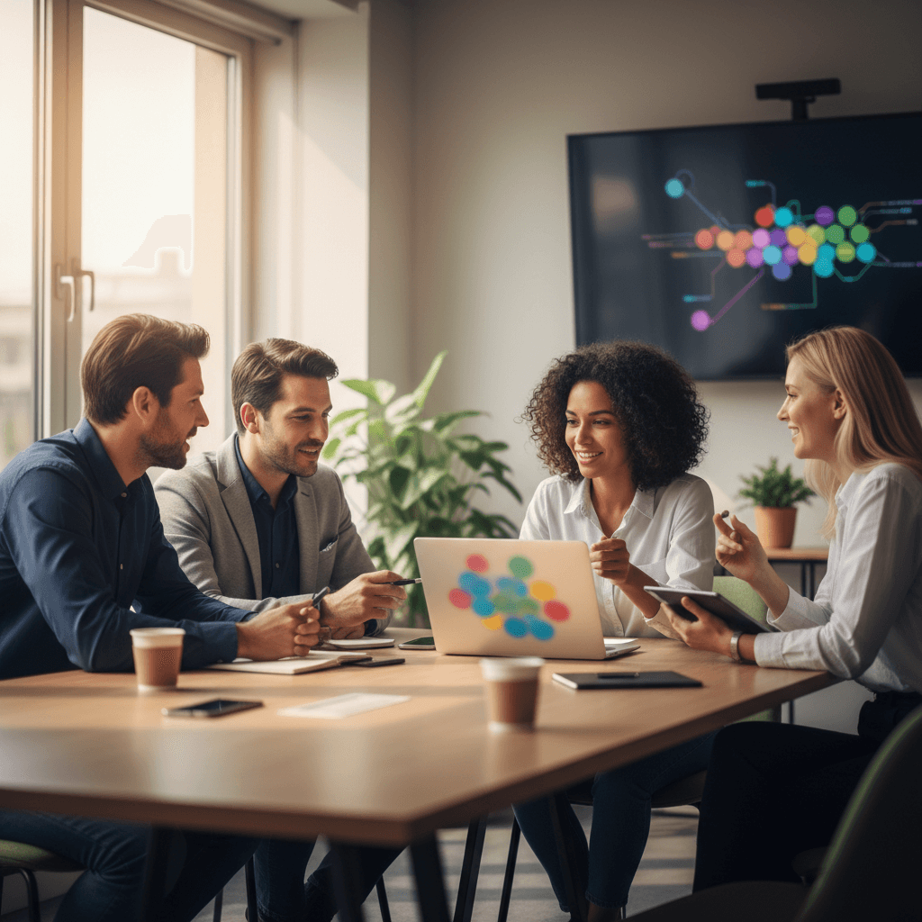 Microsoft cloud solutions - team collaborating with modern technology