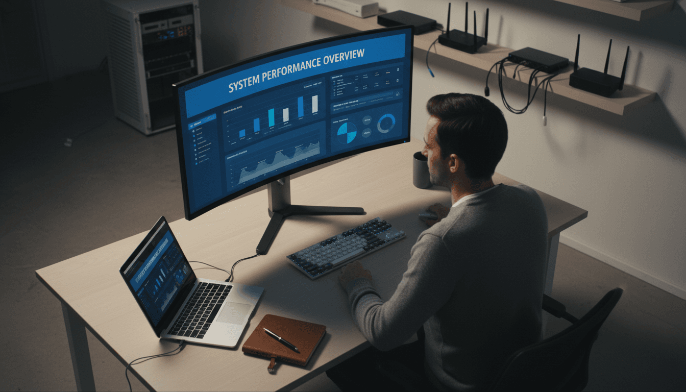 IT professional monitoring system infrastructure and security dashboards